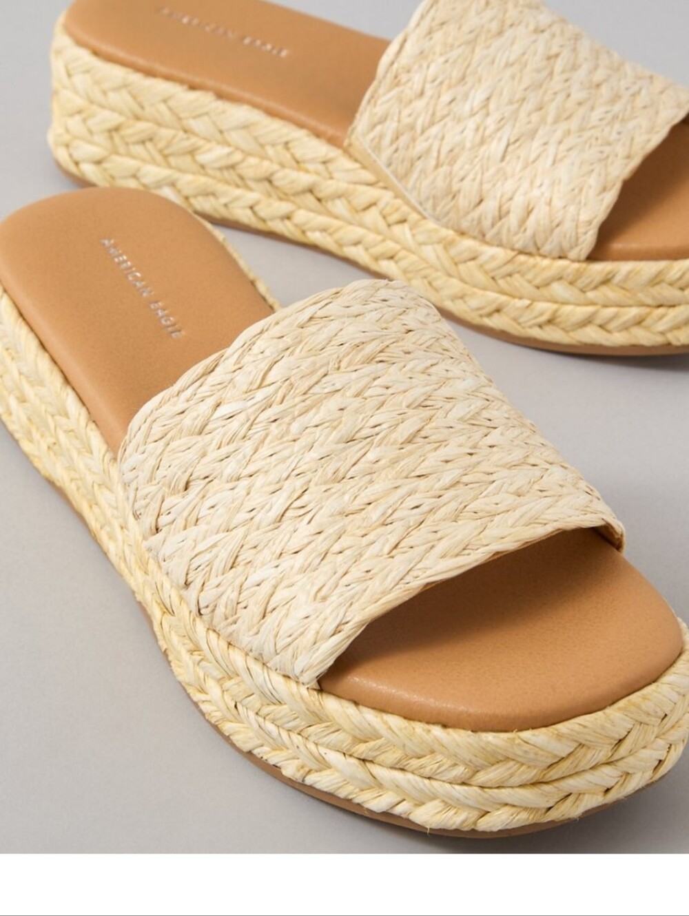 American Eagle Raffia Platform Slide Sandals Size 7 • NWOB (New Without Box)